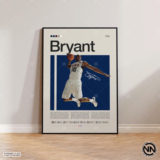 Discover Kobe Bryant Poster, LA Lakers Poster, NBA Poster, Sports Poster, Mid Century Modern, NBA Fans, Basketball Gift, Sports Bedroom Posters