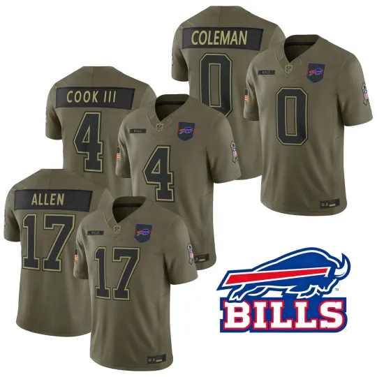 Discover 2025 Men's Bills Olive Salute to Service Limited All Stitched Jersey S-3XL