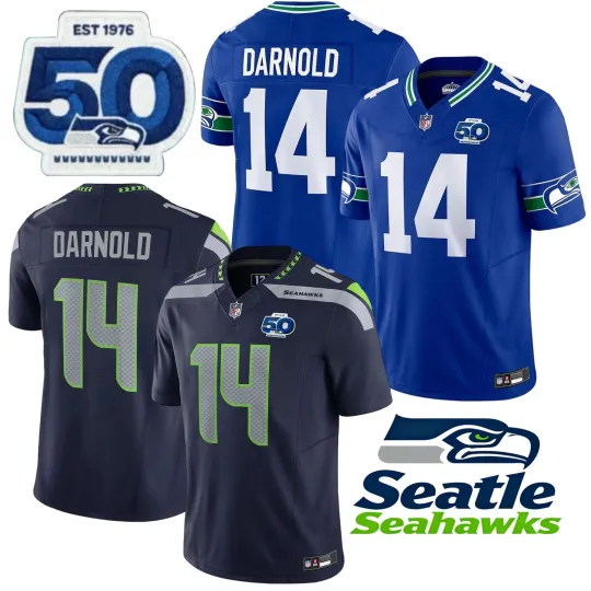 Discover Men's Seahawkss #14 Sam Darnold 50th Season Limited Jersey