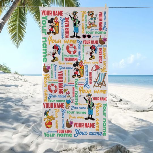 Personalized Disney Cruise Towel, Mickey and Friends Bath Pool Beach Towel, Wish Dream Magic Wonder Trip Gift