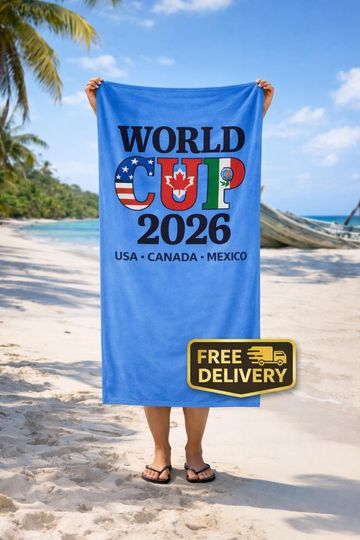 Discover World Cup 2026 Beach Towel - USA Soccer Fan Pool & Beach Towel Blue