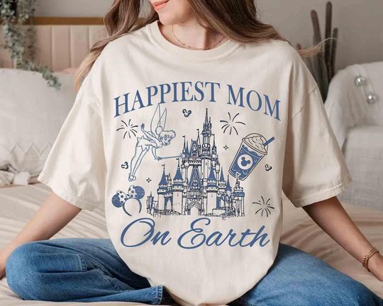 Discover Retro Happiest Mom On Earth Shirt Disney Castle Tee, Coquette Bow Mom T-Shirt, Disney Castle Coquette Bow T-shirt, Mother's Day Gift For Mom