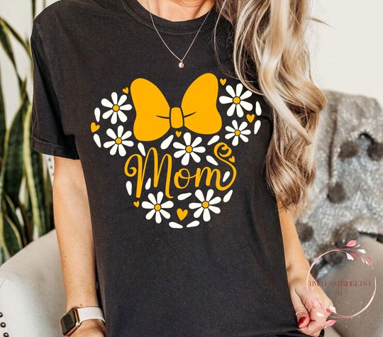 Discover Retro Minnie Mom Flower Shirt | Vintage Disney Matching Family Tee | Mother's Day Gift | Cute Floral Mouse Bow Shirt | Park Trip Outfit