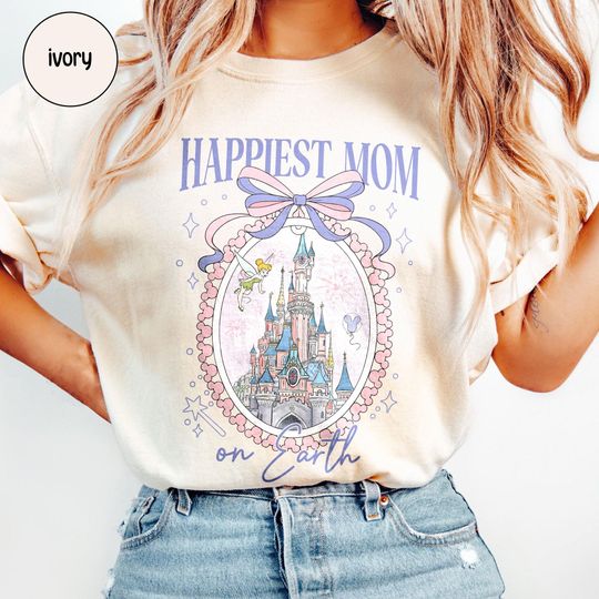 Discover Disney Castle Coquette Bow Shirt, Happiest Mom On Earth T-Shirt, Disney Mama Tee, Mother's Day Gift For Mom, Disneyland Family Trip Outfit