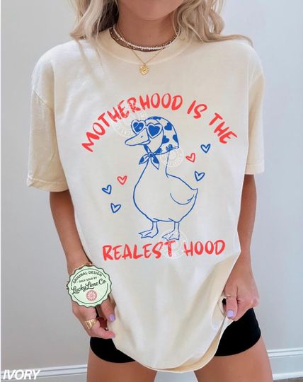 Discover Funny Mom Shirt, Motherhood is the Realest Hood Shirt, Silly Goose Tshirt, Trendy Mama Shirt, Mothers Day T-Shirt, Cute Gift for Mom