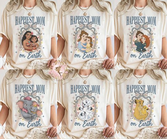 Discover Happiest Mom Shirt, Disney Mom Shirt, Magical Mama Tee, Mother's Day Gift, Cute Mom Graphic Tee, Family Trip Shirt,Disneyland Vacation Shirt