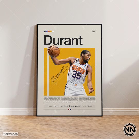 Discover Kevin Durant Poster, Phoenix Suns Poster, Sports Poster, Mid Century Modern, Basketball Gift, Sports Bedroom Posters