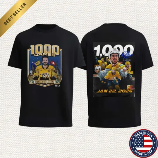 Discover Nashville Predators Roman Josi 1000 Games NHL Tshirt