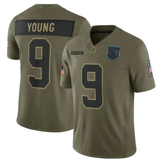 Discover Pantherss Men's #9 Bryce Young Olive 2025 Salute to Service Jersey
