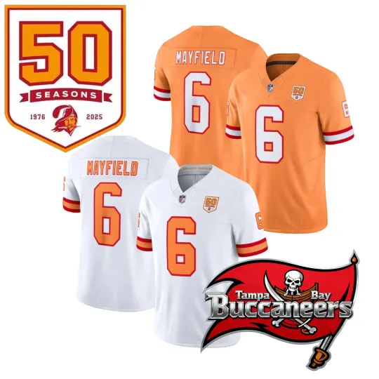 Discover Men's '76 Buccaneerss #6 Baker Mayfield 50th Season Jersey S-3XL