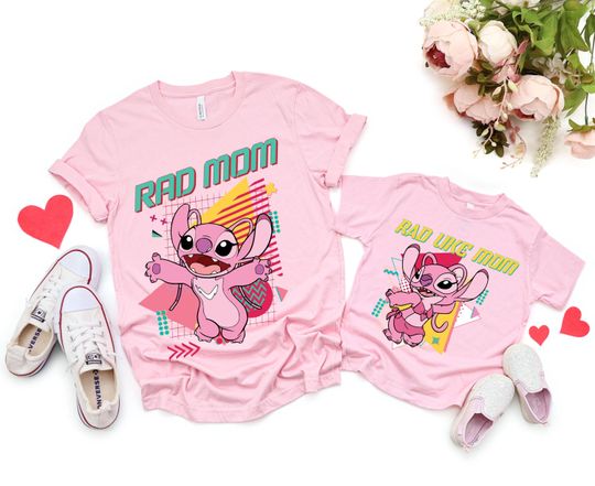 Discover Disney Rad Mom and Rad Like Mom Matching Shirts, Pink Stitch Mom and Daughter Tees, Cute Mother's Day Gift, Disneyland Trip Outfit