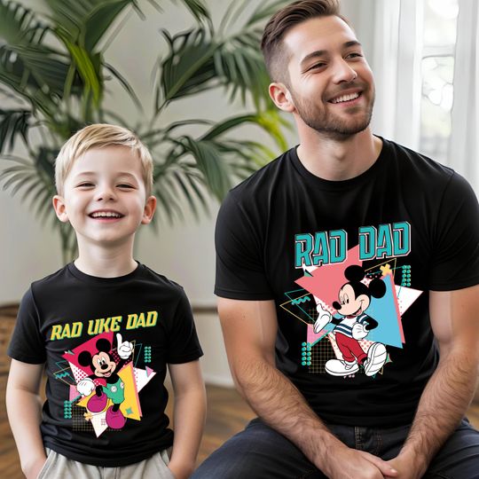 Discover Disney Mickey Mouse Rad Dad Shirt, Matching Dad and Kid Tees, Rad Like Dad Outfit, Father's Day Gift, Disney World Family Shirt, Best Gift