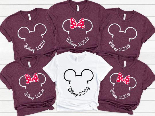 Matching Family Disney 2026 Shirts, Custom Disney Trip Tees, Mickey and Minnie Mouse Ears Family Shirts, Personalized Names Disney Gifts