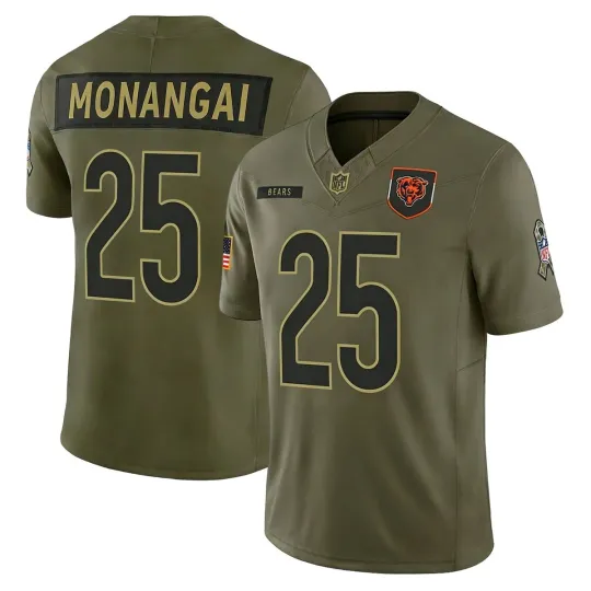 Discover Bears Kyle Monangai #2 Mens Olive 2025 Salute to Service Limited Stitched Jersey