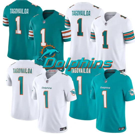 Discover Dolphins Men's #1 Tua Tagovailoa Limited Player Jersey  All Stitched Jersey NWT