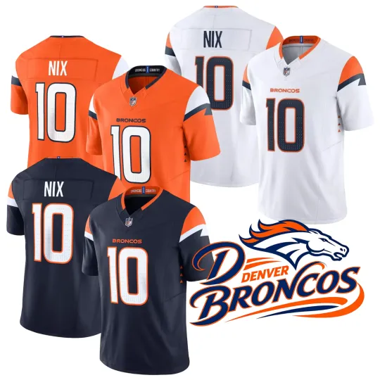 Discover Broncos Men's/Youth #10 Bo Nix  Game Player Jersey All Stitched Jersey NWT