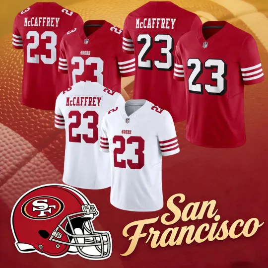 Discover Men's 49ers #23 Christian McCaffrey Limited Game  All Stitched Jersey S-3XL-NWT