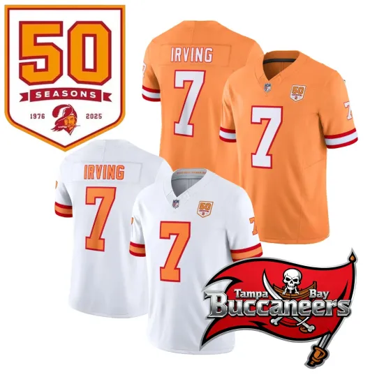 Men's '76 Buccaneerss #7 BUCKYY Bn Irving 50th Season Jersey