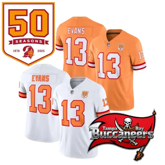 Men's '76 Buccaneerss #13 Mike Evans 50th Season Jersey S-3XL