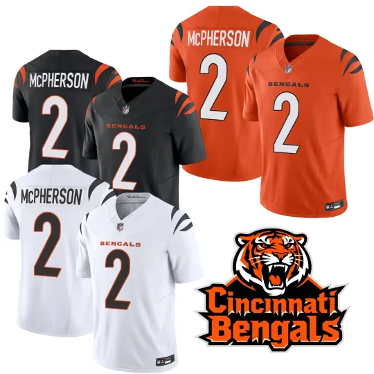 Discover Bengals Men's #2 Evan McPherson Game Player All Stitched Jersey S-3XL NWT