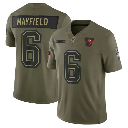 Men's Buccaneerss #6 Baker Mayfield Olive 2025 Salute to Service Limited Jersey