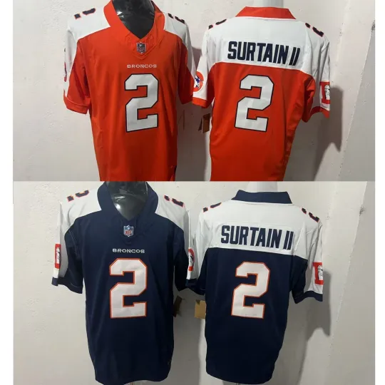 Discover Broncos Men's #2 Patrick Surtain II Player Jersey All Stitched Jersey S-3XL NWT
