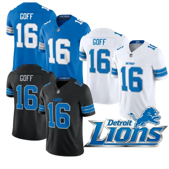 Discover NWT Men's Lions #16 Jared Goff  Limited Game Player All Stitched Jersey All Size