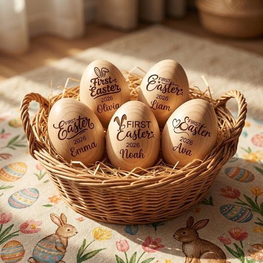 Personalized Wooden Musical Egg, Musical Wooden Easter Egg Shakers, Custom Easter Gift, Baby First Easter