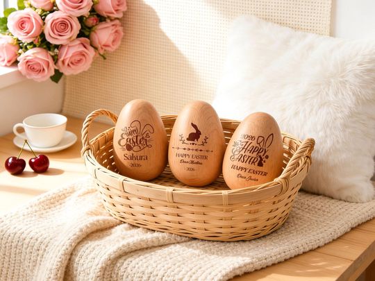Personalized Wooden Easter Egg, Easter Gifts, Baby First Easter, Montessori Baby Rattle