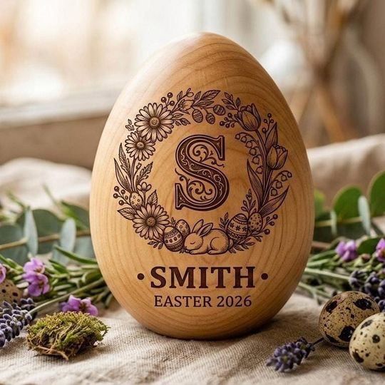 Discover Personalized Wooden Easter Egg Custom Engraved Wood Egg Decor Easter Basket Stuffer For Kids Baby First Easter Gift 2026 Home Table Decor