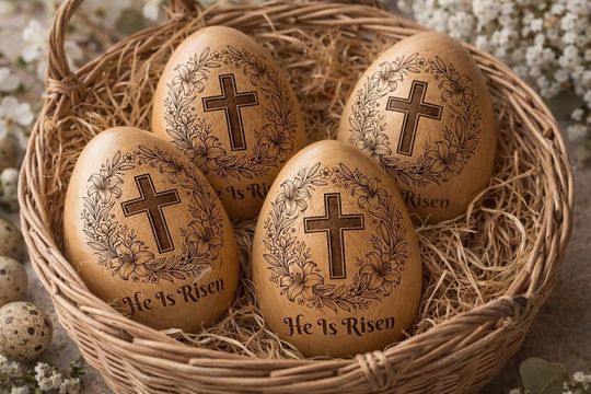Discover Religious Easter Wood Egg With Cross Decor Handcrafted He Is Risen Gift For Sunday School Teacher Christian Easter Basket Filler Home Decor