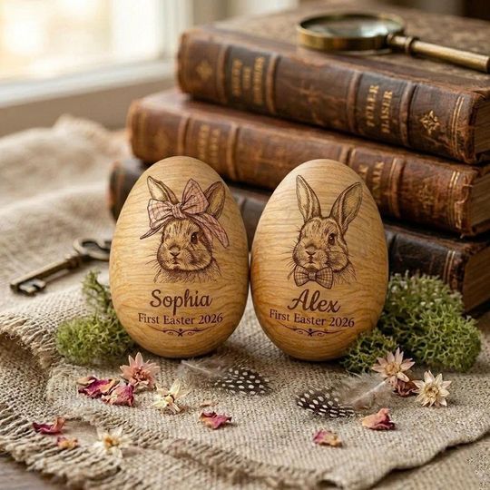 Discover First Easter 2026 Personalized Baby Gift, Newborn Keepsake, Baby Room Easter Decoration, Custom Wooden Easter Egg with Name, Nursery Decor