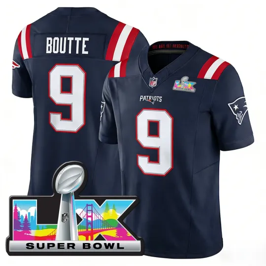 Discover Men's Patriots Kayshon Boutte Navy Super B.owl LX Jersey