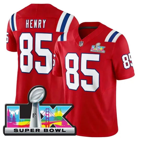 Discover Men's Patriots Hunter Henry Red Super Bowl LX Jersey