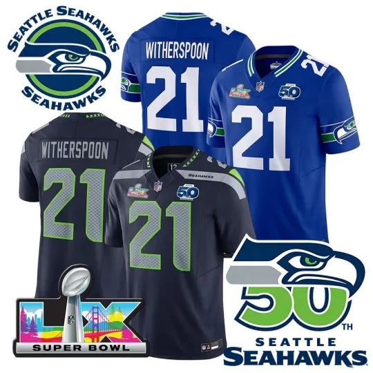 Discover Men's Devon Witherspoon Super Bowl LX Patch  Jersey