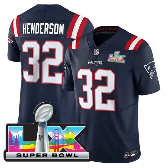 Discover Men's TreVeyon Henderson Navy Super Bowl LX Jersey