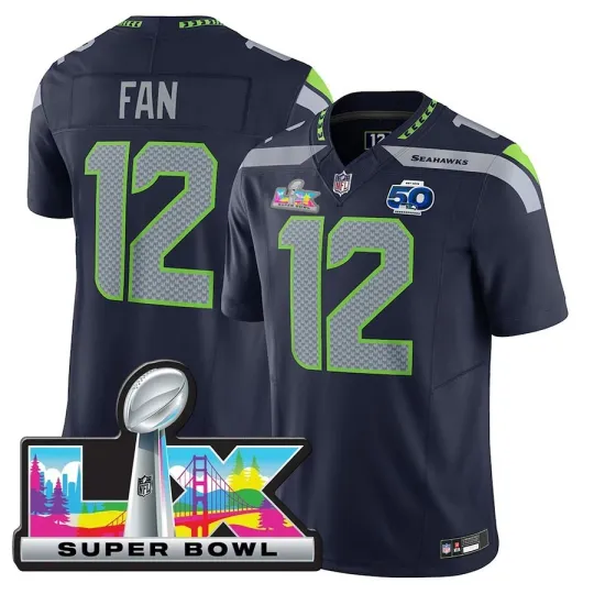 Discover Men's Seahawks 12s FAN Navy Super Bowl LX Jersey