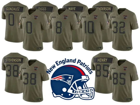 Discover Men's Patriots Olive 2025 Salute to Service  Jersey S-3XL