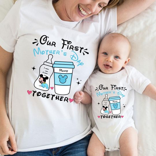 Discover First Mothers Day Disney Shirts  Mom & Baby Matching Outfit with Mickey or Minnie  Cute Photo Op for Baby Girl or Boy, Disney Trip Tee