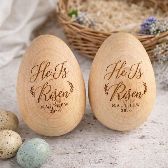 Discover Personalized Wood Easter Egg, Custom Engraved Wooden Egg With Name, Easter Basket Stuffer For Kids, He Is Risen Decor First Easter 2026