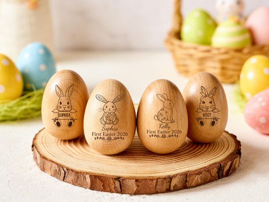 Discover Personalized Engraved Name Wooden Musical Egg, Easter Egg Shakers, Custom Easter Gift, Kids Musical Instrument, Baby First Easter, Egg Hunt