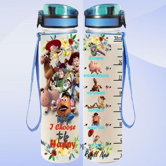 Discover Toy Story Water Tracker Bottle 32oz, Personalized Disney Cup, Buzz & Woody Hydration Gift, Bottle Gift For Kids