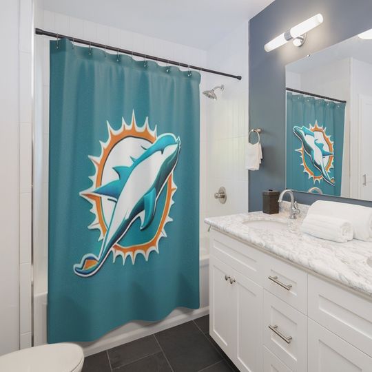 Discover Miami Dolphins Shower Curtain, Bathroom Decor