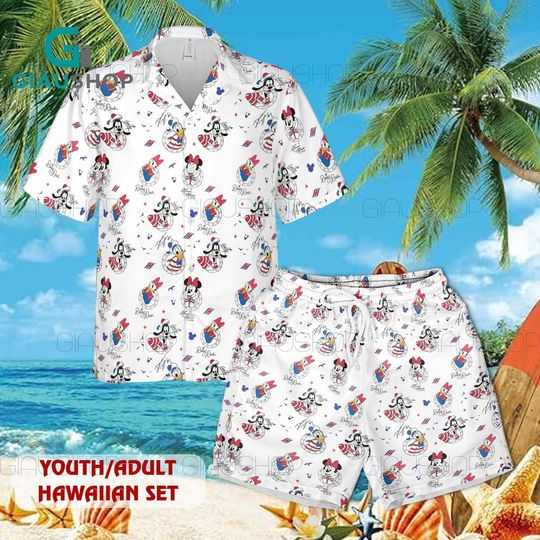 Discover Disney Cruise Mickey Mouse Hawaiian Shirt and Shorts Set for Youth & Adults, Disney Cartoon Summer Outfit, Vacation Beach Matching Set