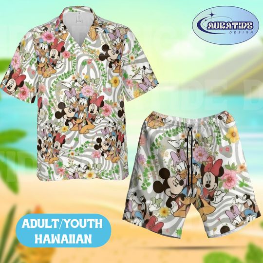 Discover Disney Hawaiian Shirt Set, Mickey Mouse Minnie Mouse Donald Duck Daisy Duck Pluto Tropical Family Vacation Outfit, Disney Beach Shirt,