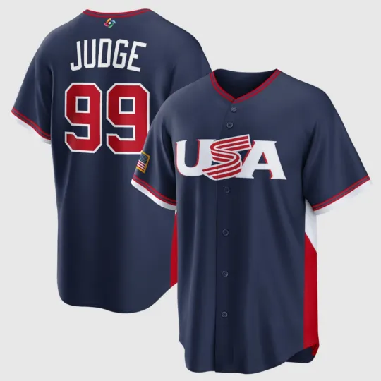 Discover Men's U.S.A Baseball Jersey Aaron Judge #99 World Baseball 2026 Navy Jersey