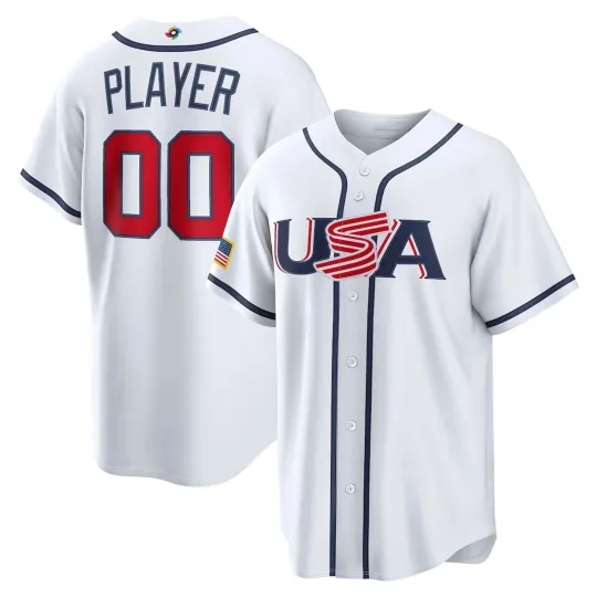 Discover U.S.A Baseball Jersey 2026 World Baseball Classic White Custom Name & Number