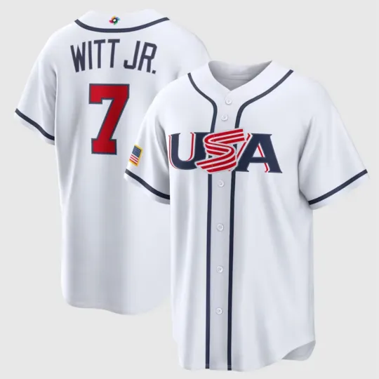 Discover #7 Bobby Witt Jr U.S.A Baseball World Jersey, 2026 USA World Baseball Shirt White