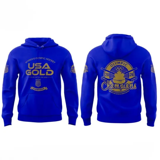 Discover USA Women Hockey Gold Medal Milano Cortina 2026 Blue Hoodie Shirt