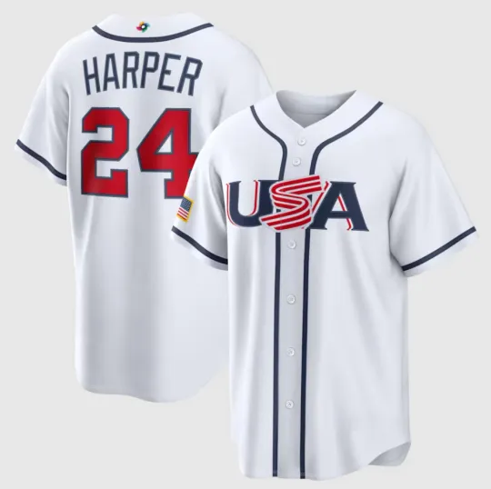 Discover Harper #24 Team U.S.A World Baseball Classic 2026 Home Jersey